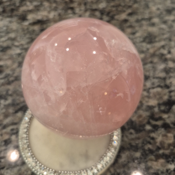Rose Quartz Pink Crystal Ball Sphere Orb #3 - Picture 5 of 8